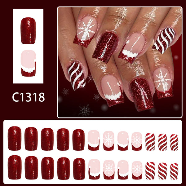 12 Sizes-24 Pcs Press On Nails C1318