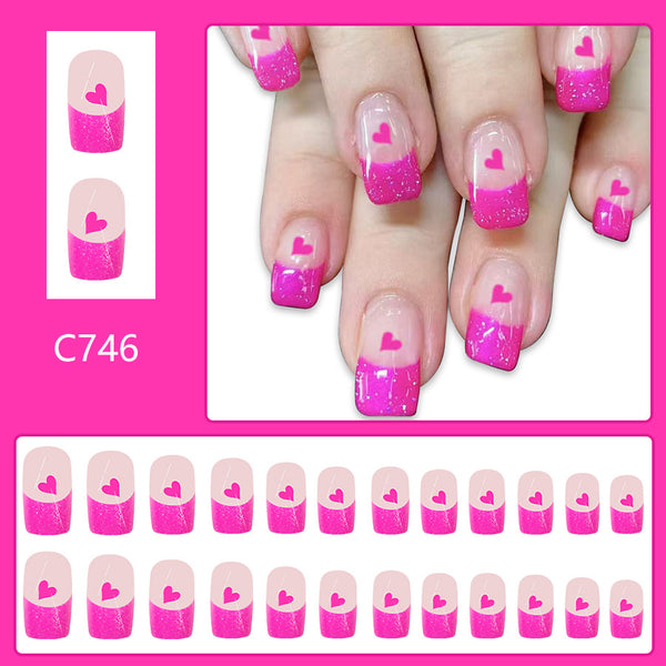 12 Sizes-24 Pcs Press On Nails C746