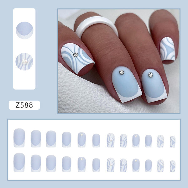 12 Sizes-24 Pcs Press On Nails Z588