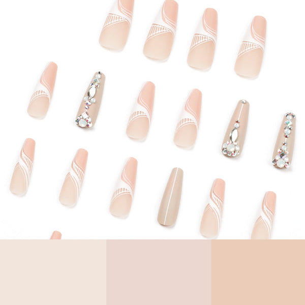 Glossy Long Pink Press on Nails