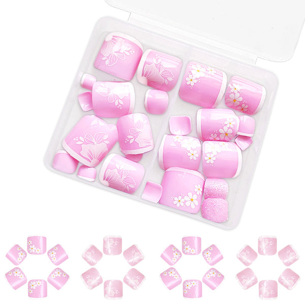 48 Pcs Press On Nails FrenchFlower-1-48pcs