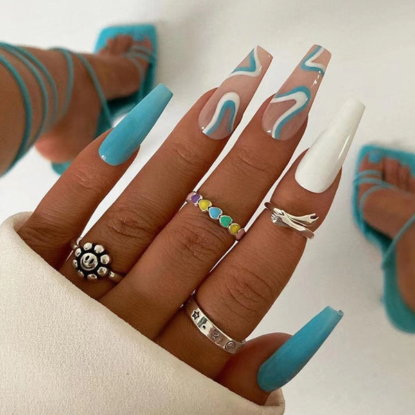 12 Sizes-24 Pcs Press On Nails W199