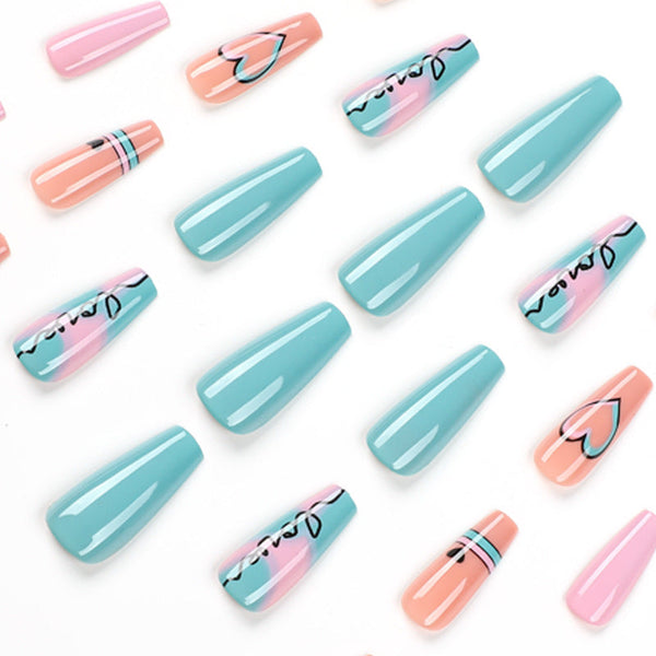 Glossy Long Pink Press on Nails