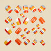 12 Sizes-24 Pcs Press On Nails Y1492
