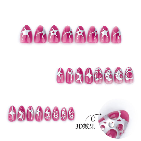 12 Sizes-24 Pcs Press On Nails JP3559