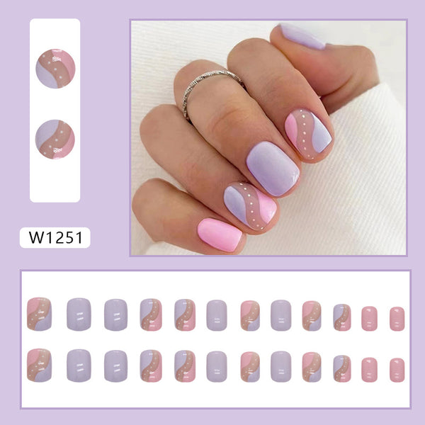 12 Sizes-24 Pcs Press On Nails W1251