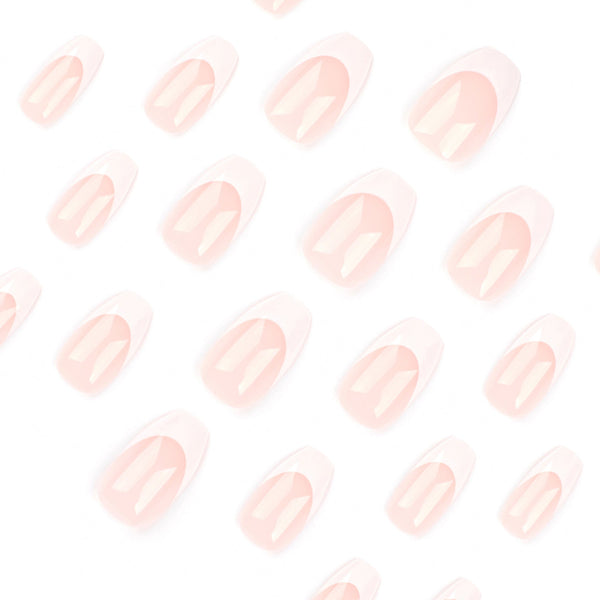 French Glossy Medium Pink Press on Nails