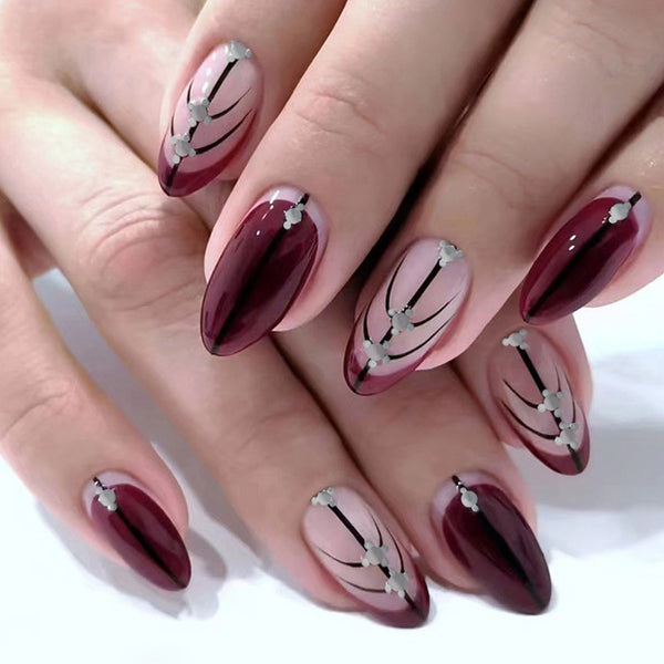 12 Sizes-24 Pcs Press On Nails W1170