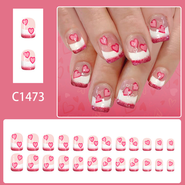 12 Sizes-24 Pcs Press On Nails C1473
