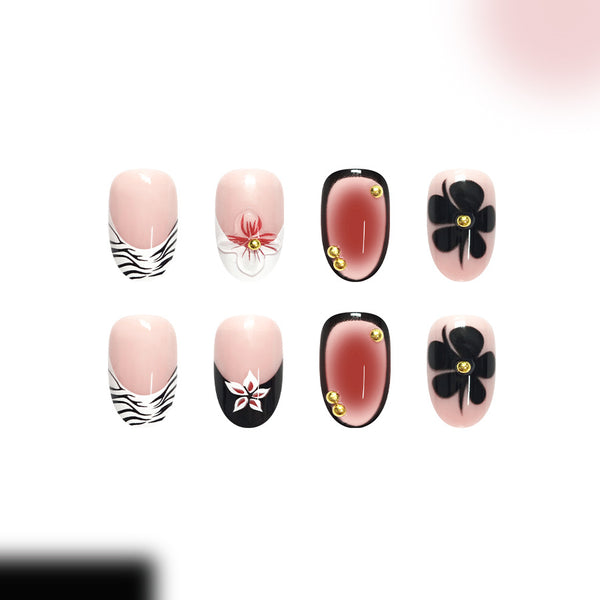 12 Sizes-24 Pcs Press On Nails C1306