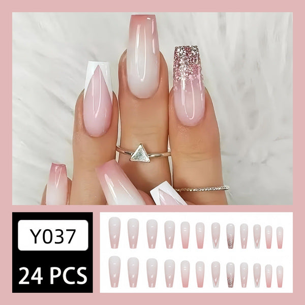 12 Sizes-24 Pcs Press On Nails Y037
