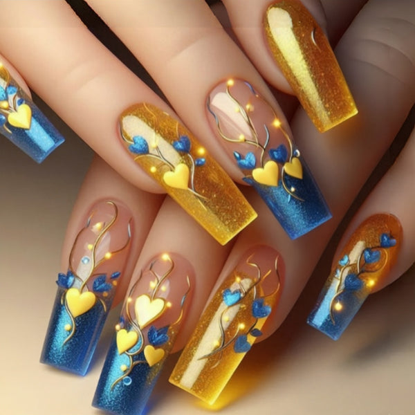 12 Sizes-24 Pcs Press On Nails Y1039