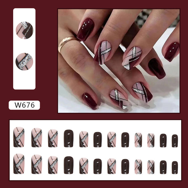 12 Sizes-24 Pcs Press On Nails W676