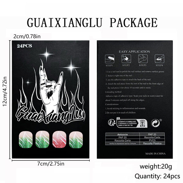 12 Sizes-24 Pcs Press On Nails C715