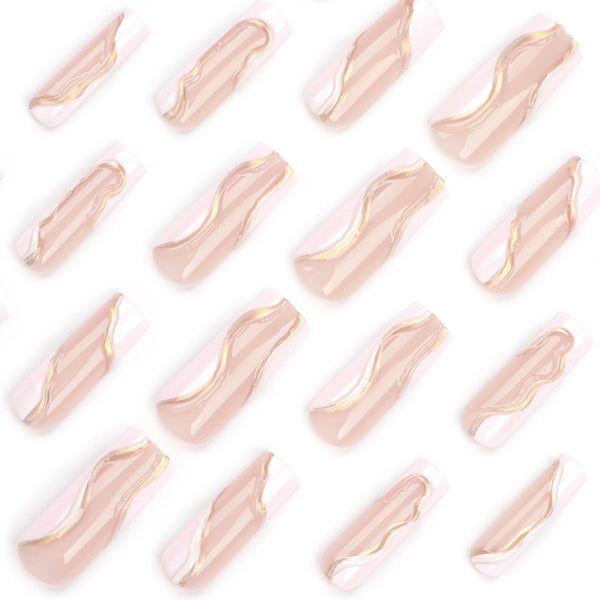 French Glossy Long Press on Nails