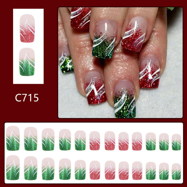 12 Sizes-24 Pcs Press On Nails C715