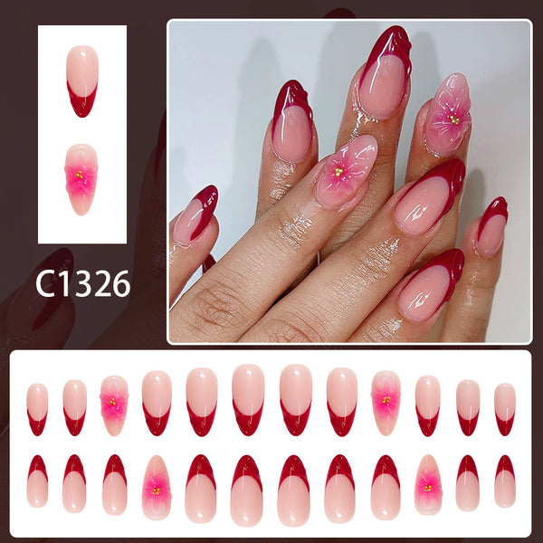 12 Sizes-24 Pcs Press On Nails C1326
