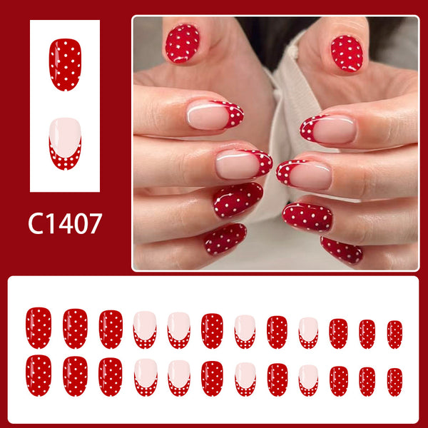12 Sizes-24 Pcs Press On Nails C1407