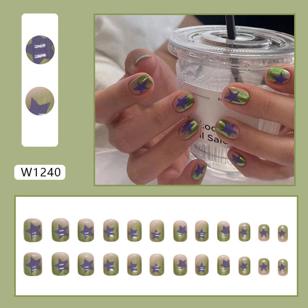 12 Sizes-24 Pcs Press On Nails W1240