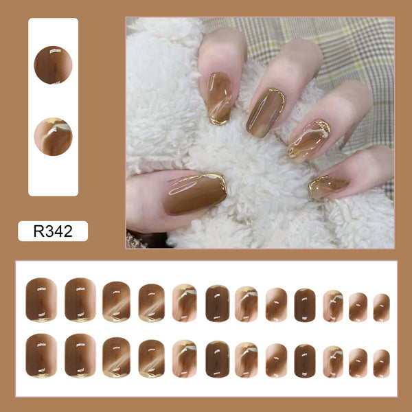 12 Sizes-24 Pcs Press On Nails R321