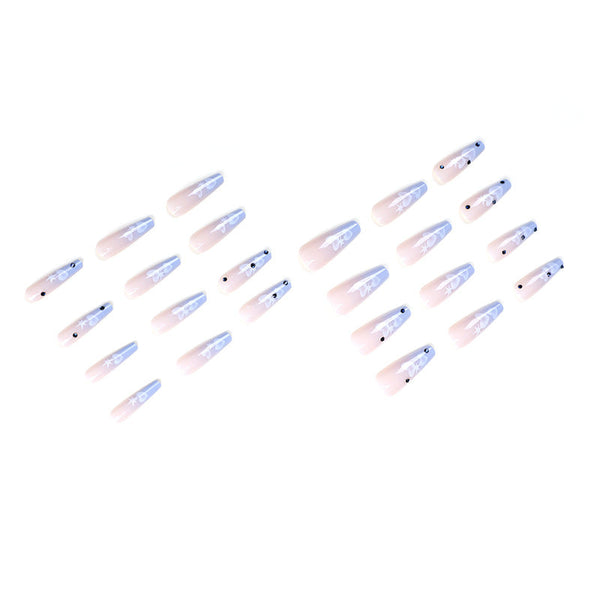 Blue Glossy Long Square Press on Nails