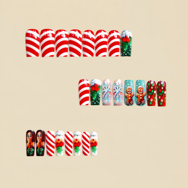 12 Sizes-24 Pcs Press On Nails Y1215