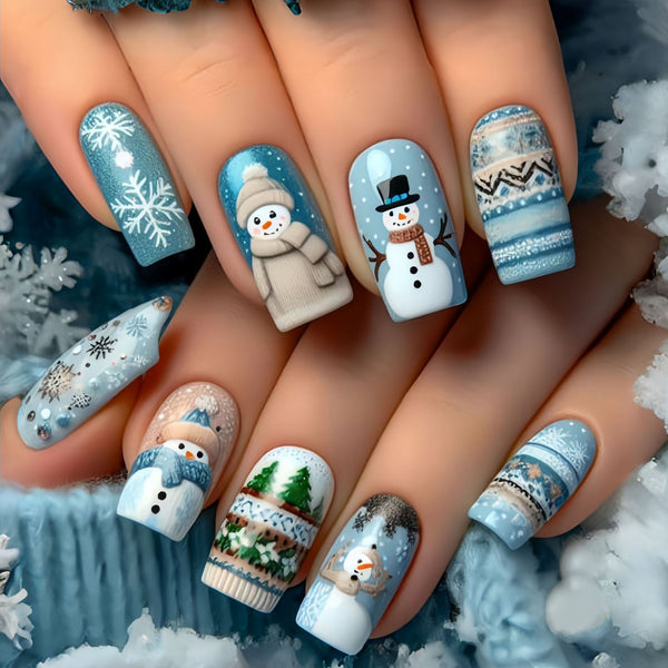 12 Sizes-24 Pcs Press On Nails Y1213