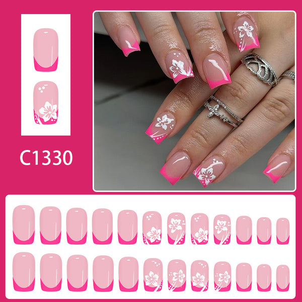 12 Sizes-24 Pcs Press On Nails C1330
