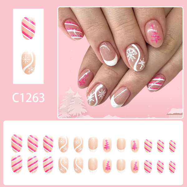 12 Sizes-24 Pcs Press On Nails C1263