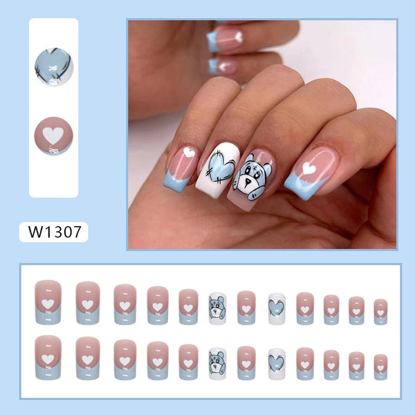 12 Sizes-24 Pcs Press On Nails W1307