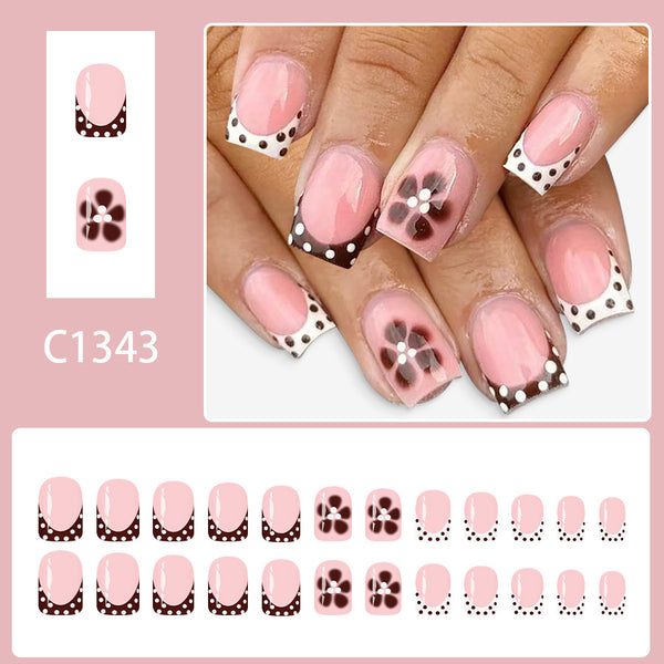 12 Sizes-24 Pcs Press On Nails C1343