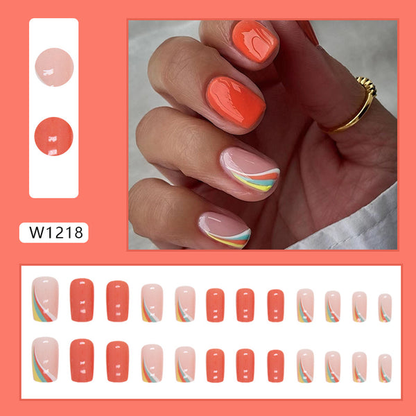 12 Sizes-24 Pcs Press On Nails W1218