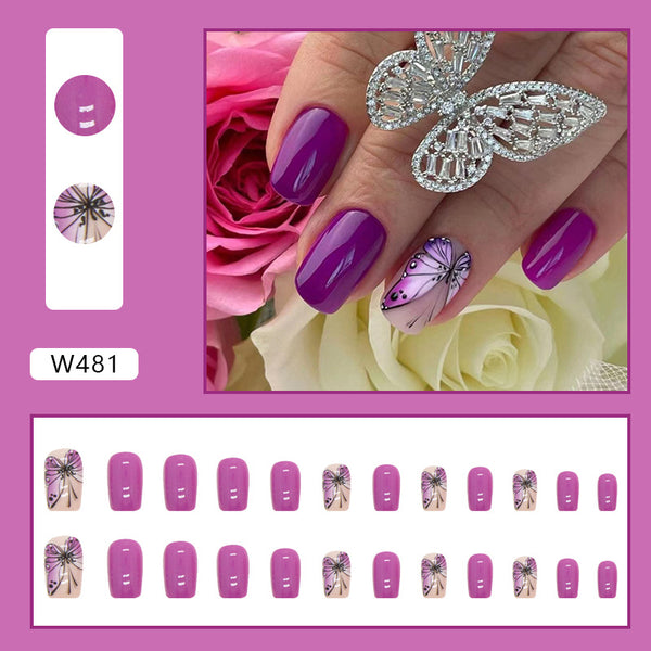 12 Sizes-24 Pcs Press On Nails W486