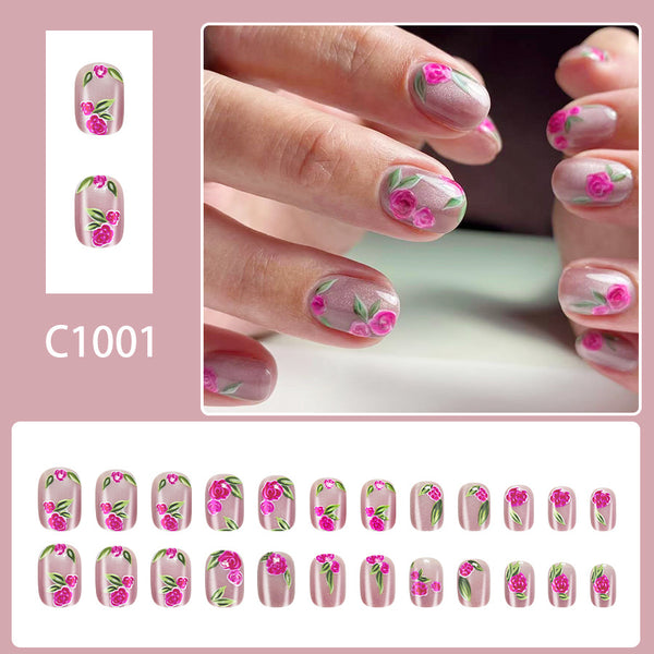 12 Sizes-24 Pcs Press On Nails C1001