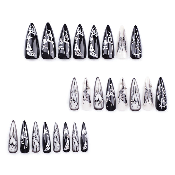 12 Sizes-24 Pcs Press On Nails JP3340