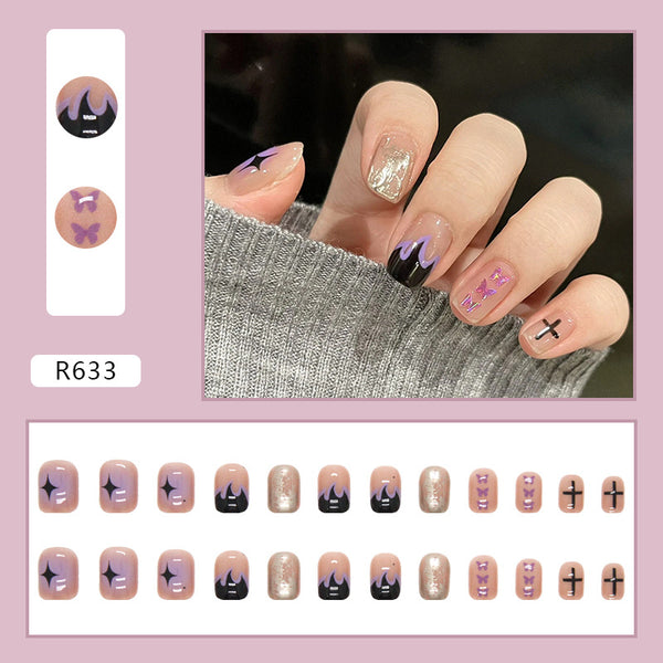 12 Sizes-24 Pcs Press On Nails R601
