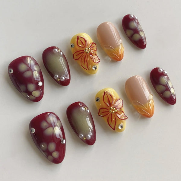 12 Sizes-24 Pcs Press On Nails JP3950