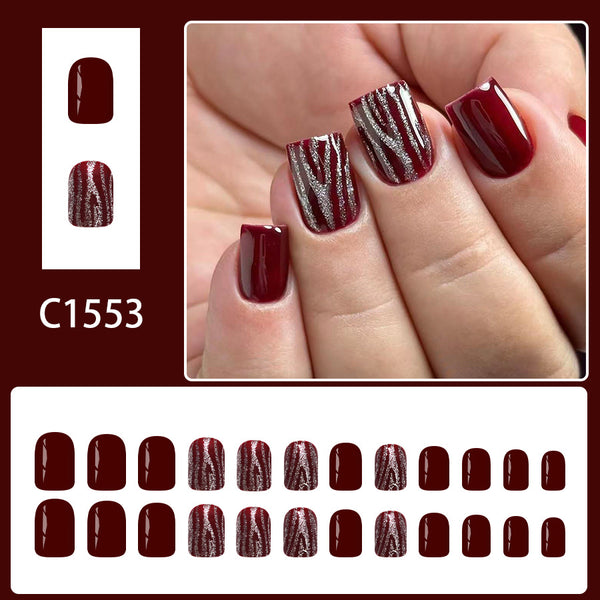 12 Sizes-24 Pcs Press On Nails C1553