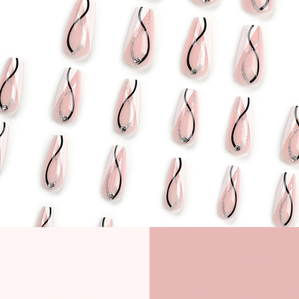 French Glossy Long Pink Press on Nails