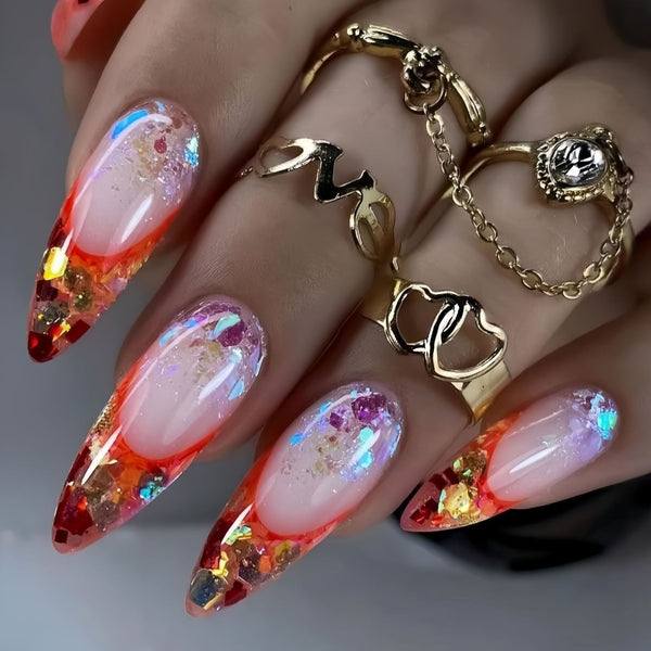 12 Sizes-24 Pcs Press On Nails Y1813