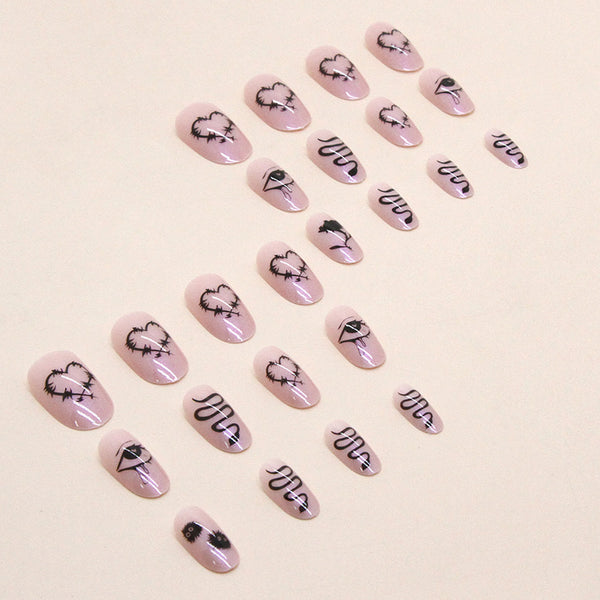 12 Sizes-24 Pcs Press On Nails W558