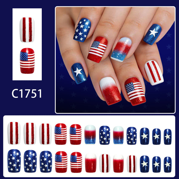 12 Sizes-24 Pcs Press On Nails C1751