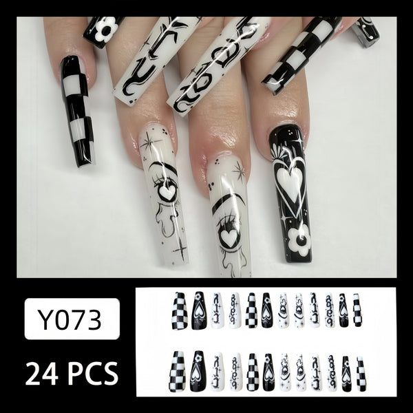 12 Sizes-24 Pcs Press On Nails Y073