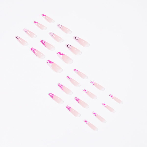 French Glossy Long Press on Nails