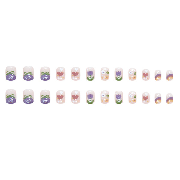 12 Sizes-24 Pcs Press On Nails R766