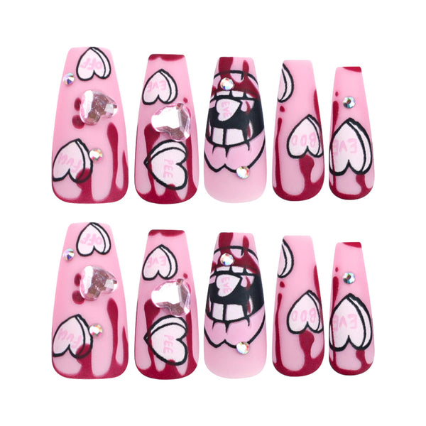 Long Matte Pink Press on Nails