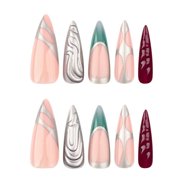 12 Sizes-24 Pcs Press On Nails JP3523