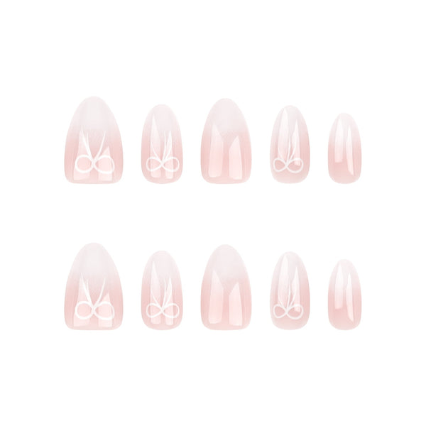 Almond Glossy Medium Oval Pink Press on Nails