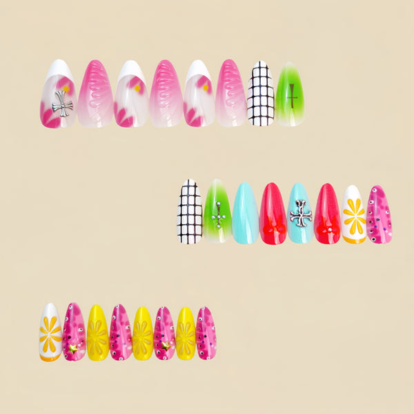 12 Sizes-24 Pcs Press On Nails Y1394