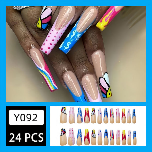 12 Sizes-24 Pcs Press On Nails Y092